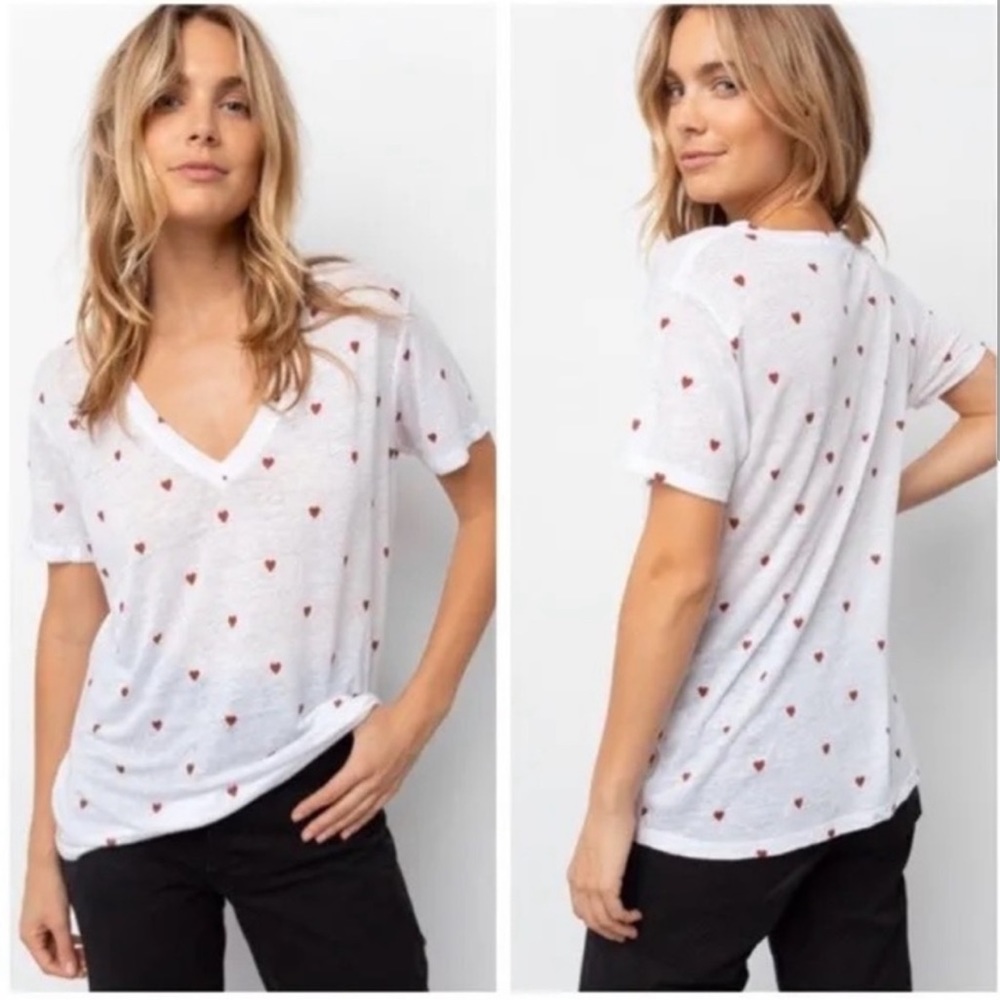 Rails Cara Linen Heart Print Tee | Xs - image 1